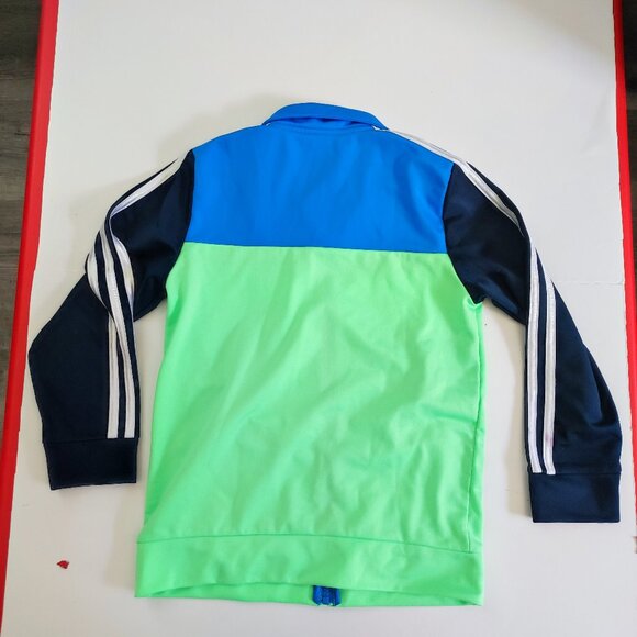 Adidas tracksuit Boys size 7 dark blue, blue and mint full zip - Picture 3 of 6